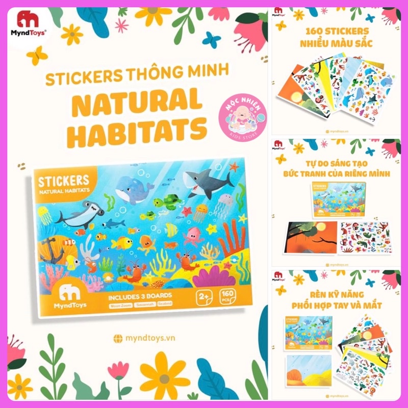 Sticker Myndtoys - Bộ Miếng Dán Stickers Dành Cho Các Bé Trên 2 Tuổi Gồm 3 Tranh và 150 Miếng Dán