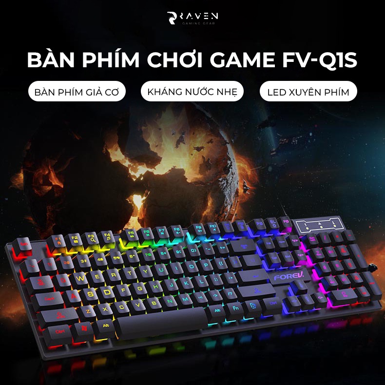 Bàn phím giả cơ gaming LED RGB, bàn phím chơi game máy tính laptop giá rẻ - Raven Gaming Gear