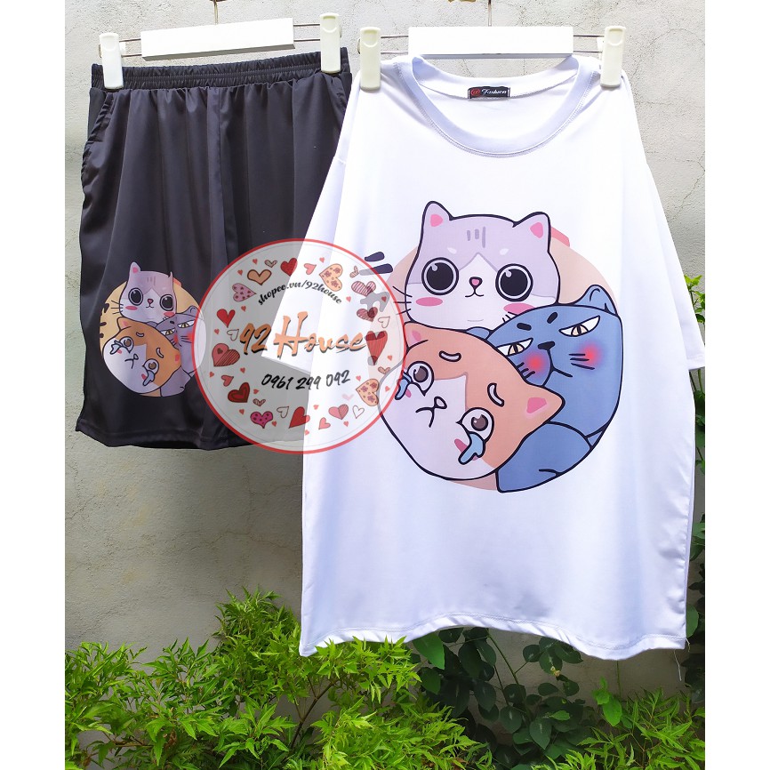 Set bộ hoạt hình freesize / Đồ bộ unisex in hình hoạt hình cute phom rộng tay lỡ