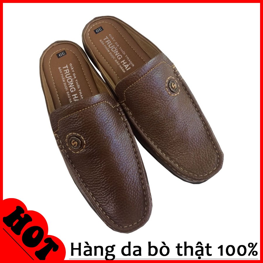 Dép bít mũi nam da bò cao cấp TH BM 216