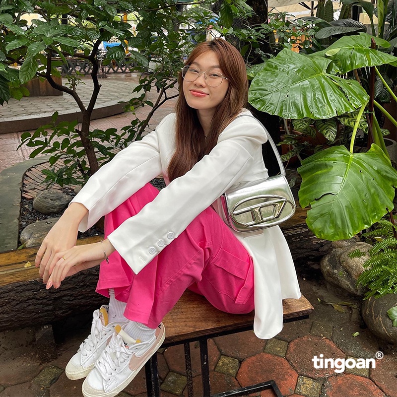 TINGOAN® - Quần dài kaki hồng cạp thường ống xuông túi hộp hai bên tingoan LOVE REMOVER PANTS/PK