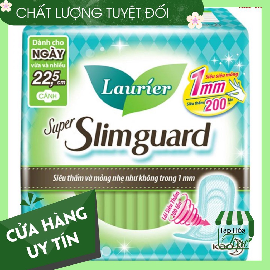 BĂNG Tả VỆ SINH LAURIER SIÊU MỎNG BẢO VỆ Super Slim Guard 1mm 22,5cm/10mieng - 25cm/8mieng - 30cm/8mieng