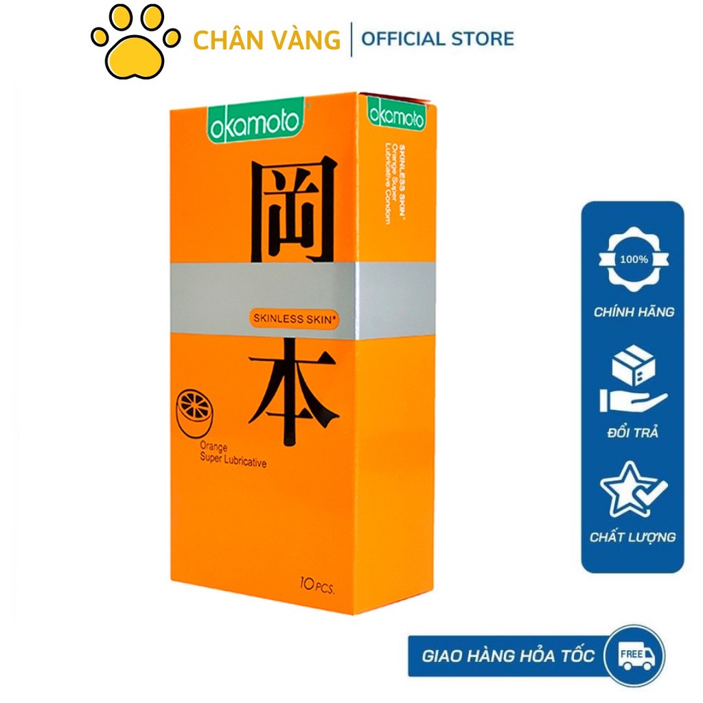 Bao Cao Su Siêu mỏng nhiều gel bôi trơn Okamoto Orange hương cam, Nhật Bản