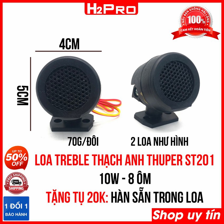 Đôi loa treble thạch anh THUPER ST201 H2Pro 10W-8 ôm (2 loa), loa siêu treble thạch anh (tặng tụ 20K, hàn sẵn tụ trong l