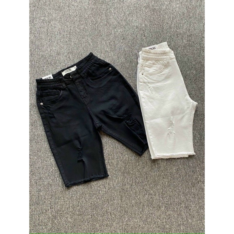 QUẦN JEANS LỮNG NỮ TRẮNG -ĐEN LƯNG THUN CẬP BẾN C-A