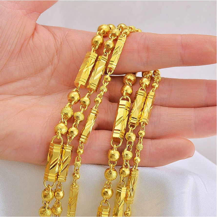 Dây chuyền nam cây trúc vuông mạ màu vàng 24k đặc