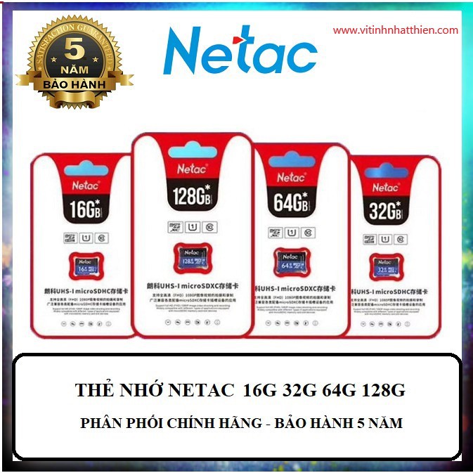 Thẻ nhớ Netac 32G 64G 128G - Class 10 [BH Chính Hãng 5 Năm]