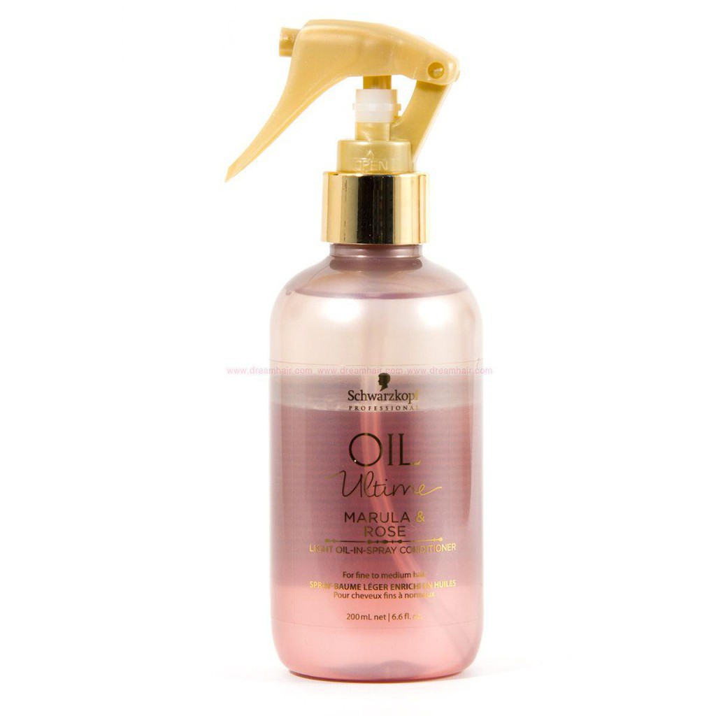 Xịt dưỡng tóc mảnh Schwarzkopf Ultime Oil Marula Rose 200ml (ĐỨC)