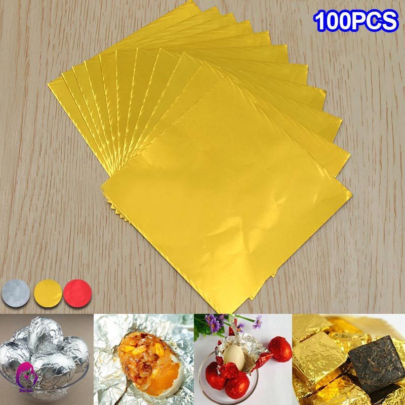 ♦♦ 100pcs/Set Art Gold Foil Leaf Sheets for Art Crafts Design Framing Scrap 10x10cm