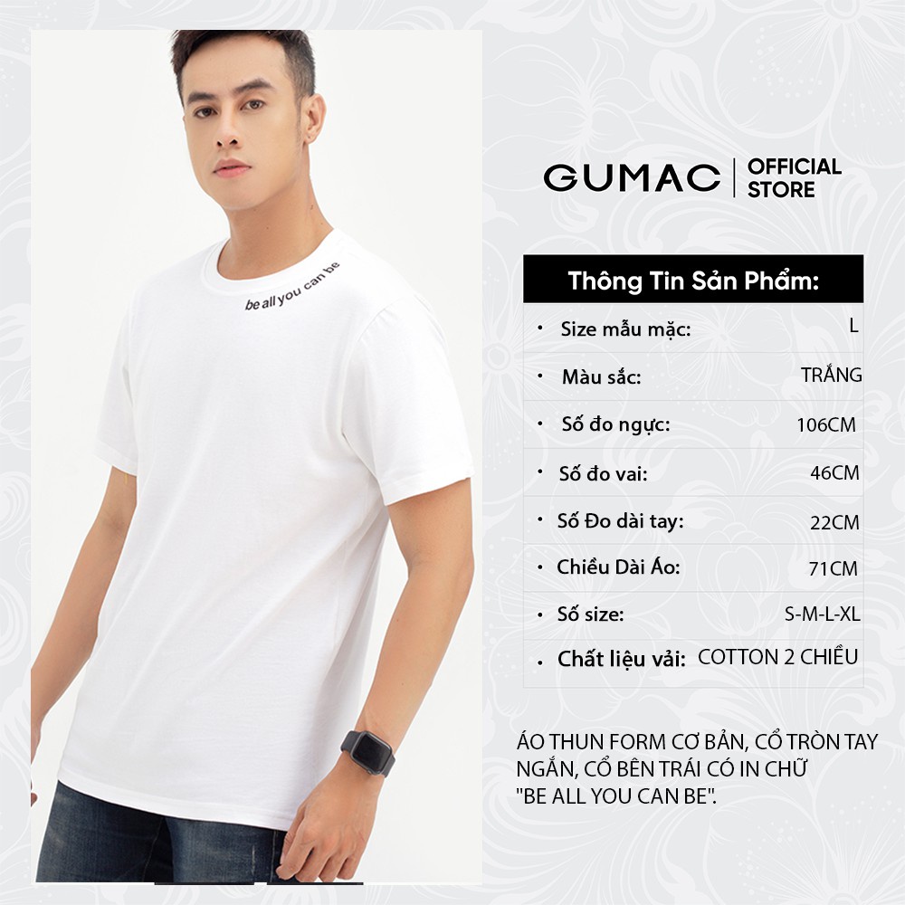 Áo thun nam tay ngắn in chữ GUMAC ATNB596 | BigBuy360 - bigbuy360.vn