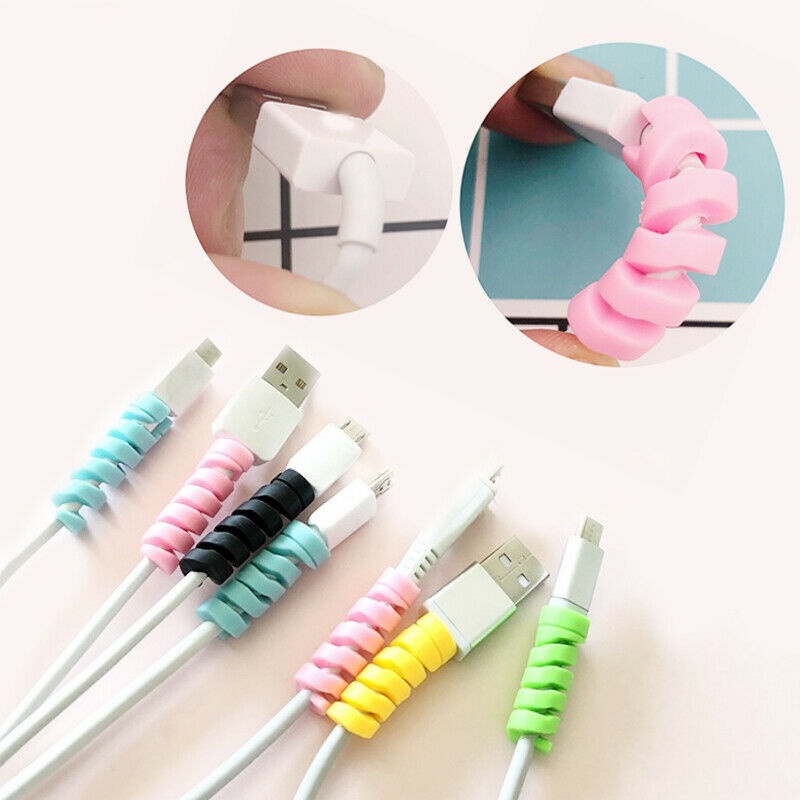 Bộ 2 Vỏ Bọc Bảo Vệ Dây Cáp Bằng Silicon Hình Xoắn Ốc