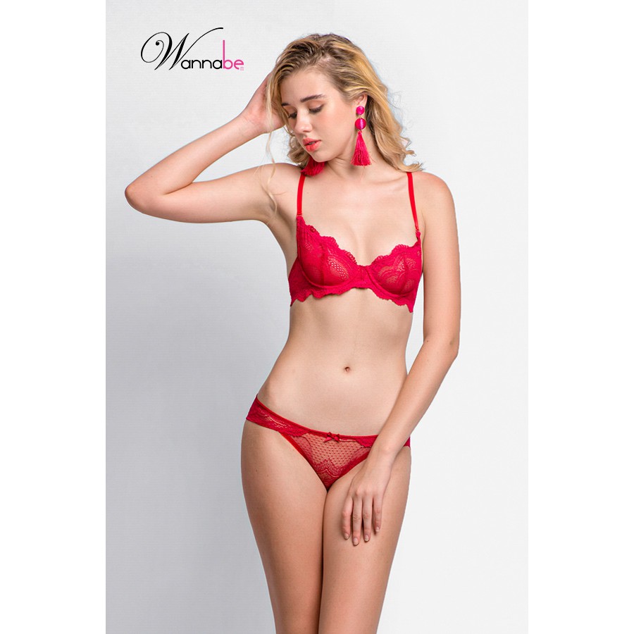 Nội y đồng bộ Wannabe AN317 sexy áo ngực không mút cùng quần lót ren