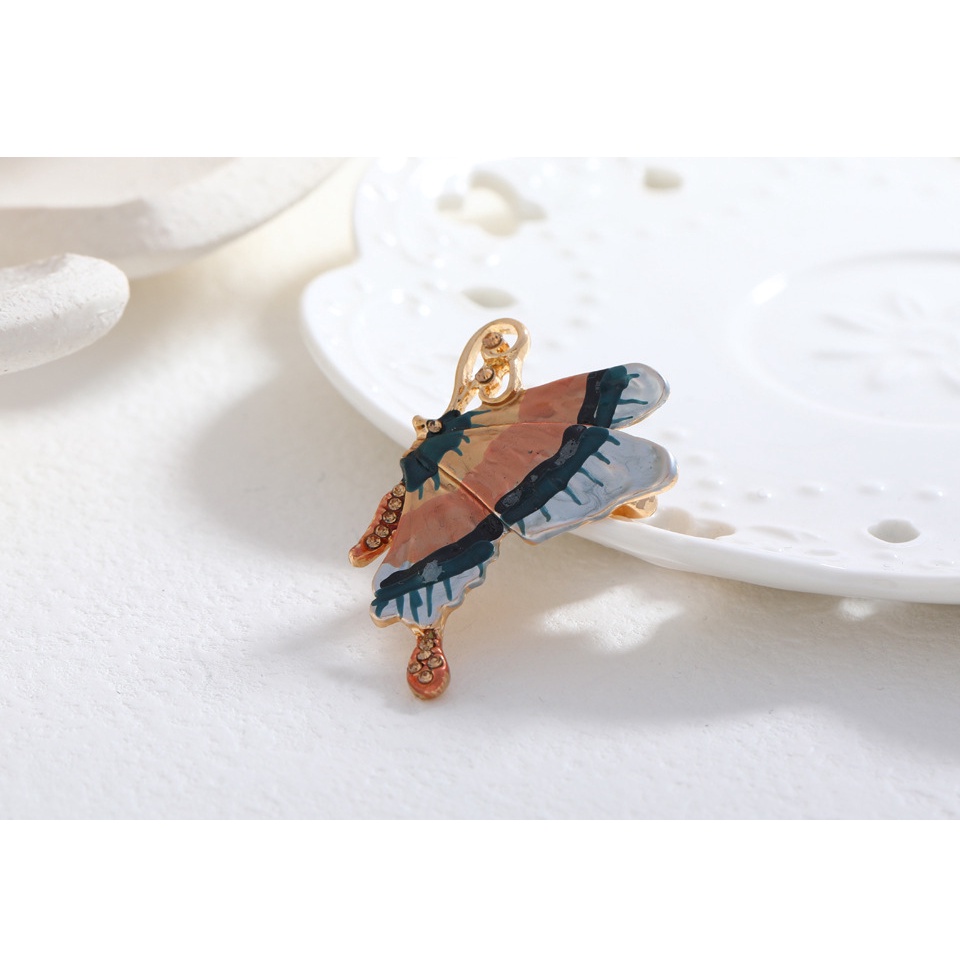 Ghim Cài Áo Hình Bướm Tráng Men Đính Đá Sang Trọng Cho Nữ