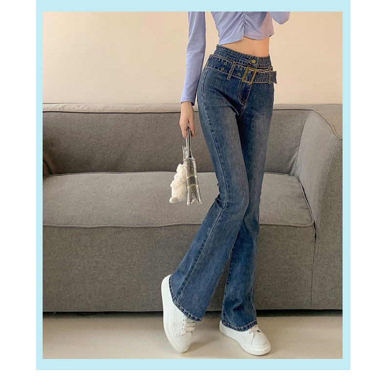 COZOK Quần Jean Lưng Cao Form Ôm Theo Phong Cách Vintage