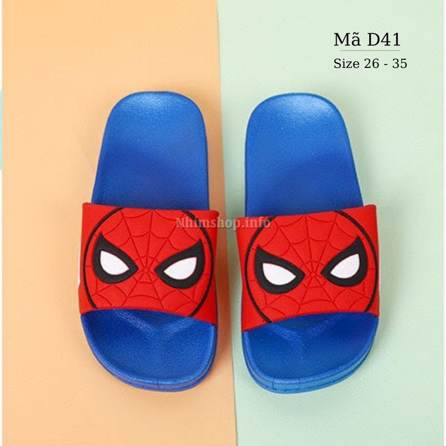 Dép lê cho bé trai đi trong nhà LIMIBABY in hình siêu nhân spiderman chất nhựa, xốp chống trơn trượt D41