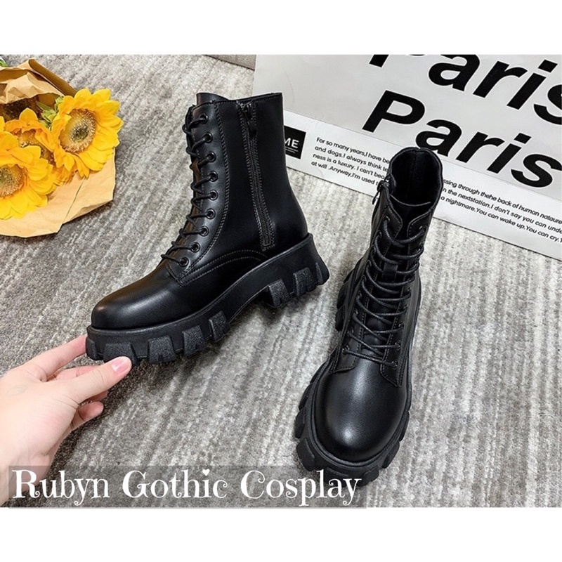 [Sẵn]Giày Boots Chiến Binh Mẫu Mới Dây Kéo ( Trắng, Đen ) Size 35-40 .A53