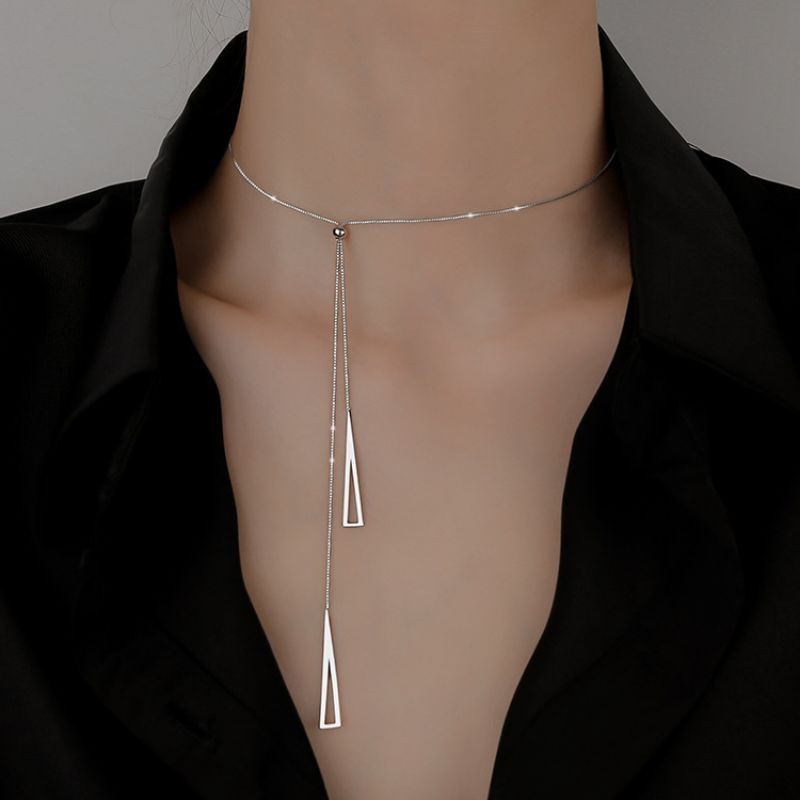 Dây chuyền nữ - vòng cổ chocker nữ khảm bạc S925 đeo 2 kiểu thanh lịch