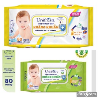 12 gói khăn ướt unifresh 80 tờ không mùi