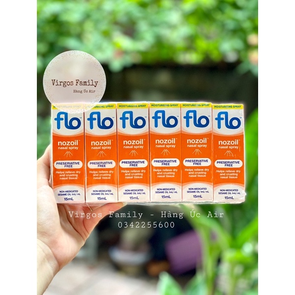 Xịt mũi dưỡng ẩm khoang mũi, giảm viêm mũi Flo Nozoil Nasal Spray 15ml