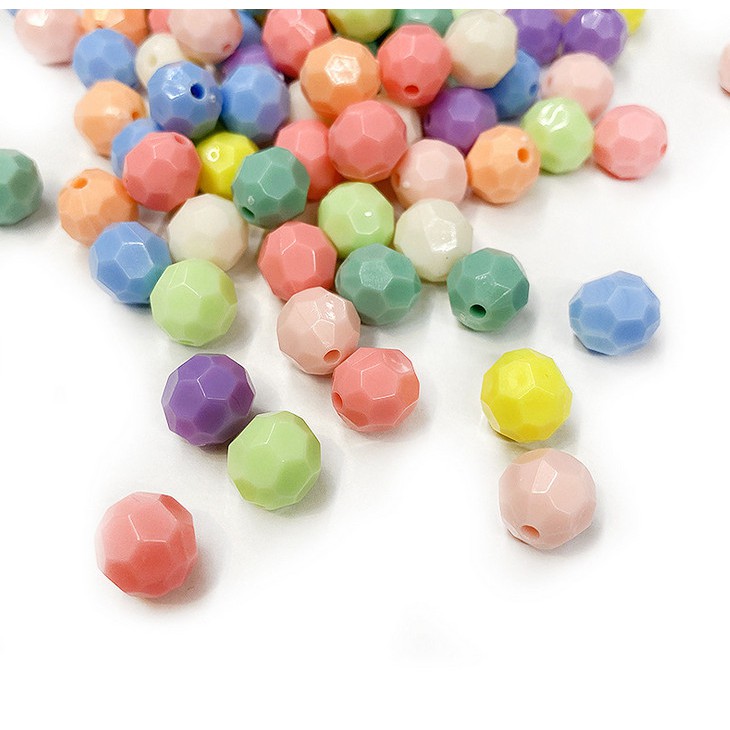 Set 30 Hạt Tròn Cắt Mặt Trang Sức 10mm 32 Màu