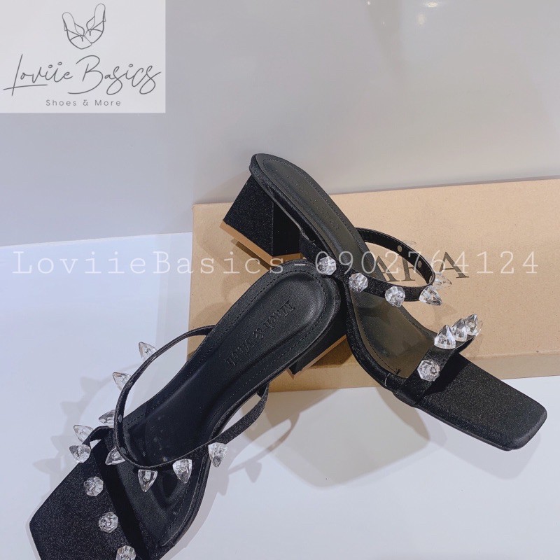 GUỐC NỮ LOVIIE BASICS THỜI TRANG - DÉP CAO GÓT 2 DÂY MẢNH ĐÍNH HẠT THỦY TINH D210127