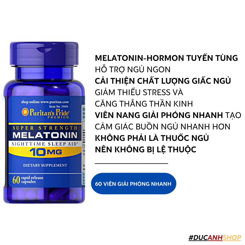 TPBVSK cải thiện chất lượng giấc ngủ #Puritan'sPride Super Strength Melatonin 10mg 60v