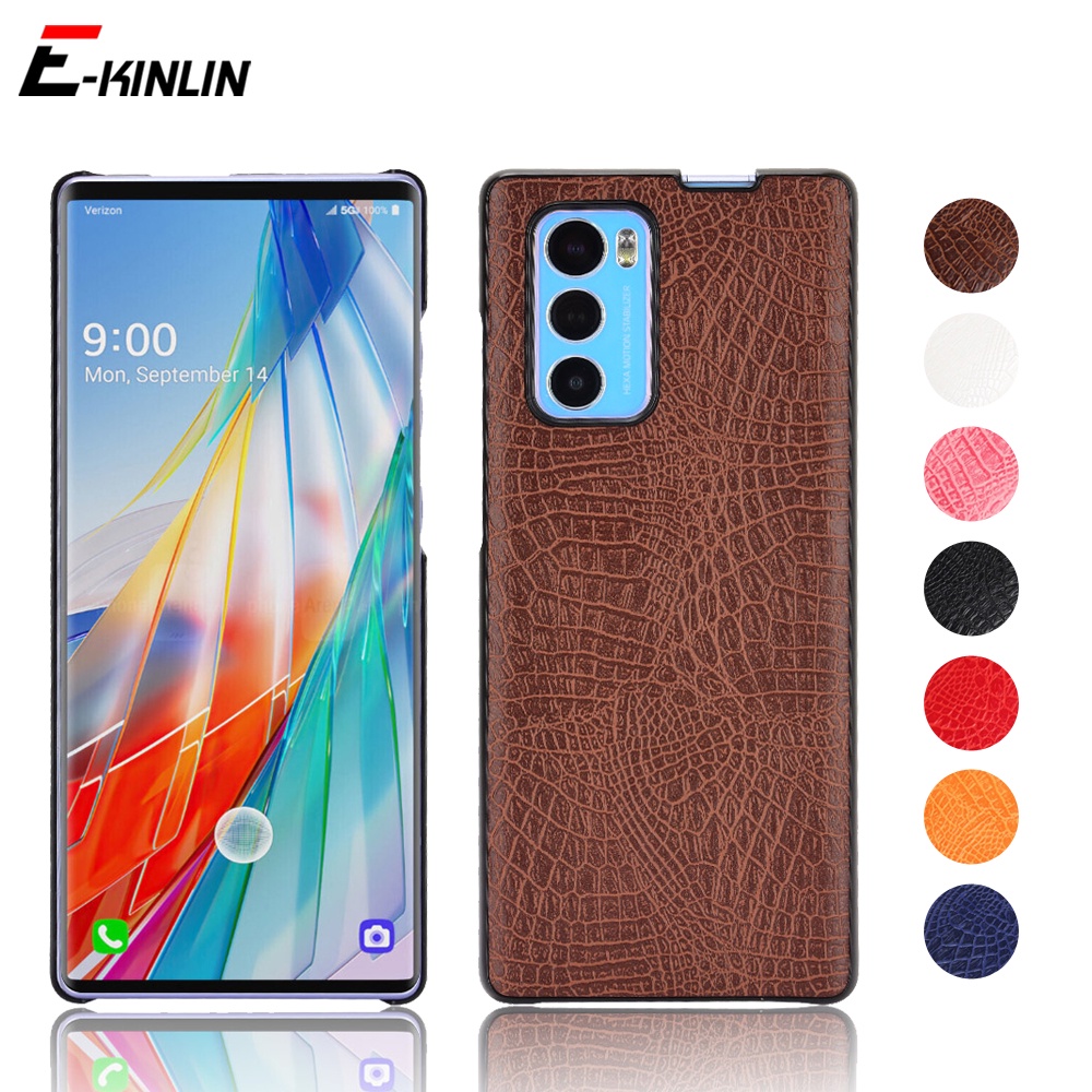 Ốp Điện Thoại Nhựa Cứng Giả Da Cá Sấu Thời Trang Cho LG Wing Motorola Moto Razr 5G
