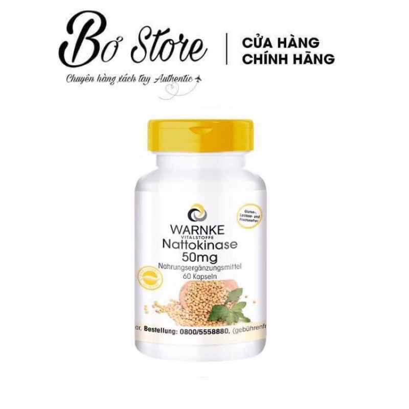 Viên uống chống đột quỵ tai biến mạch máu não Warnke Nattokinase,60v (có bi)