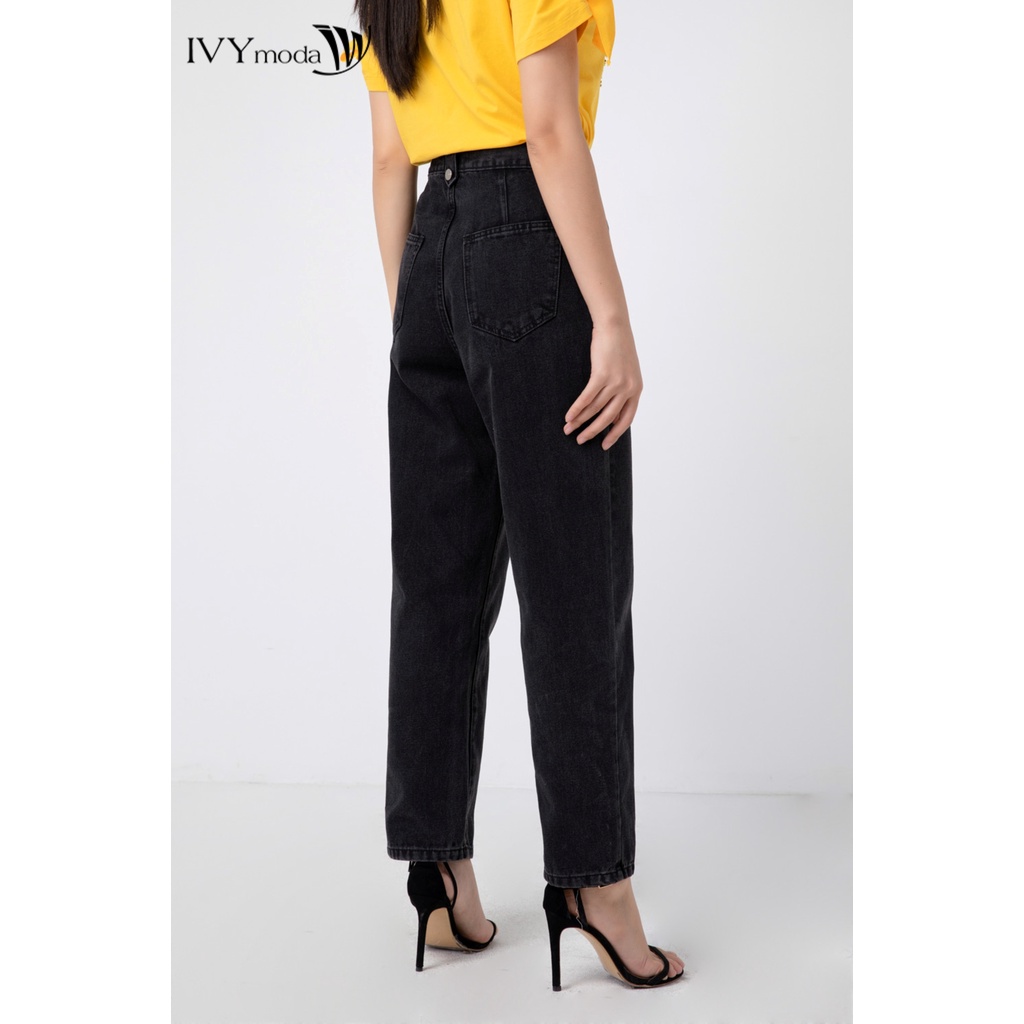 Quần jeans nữ đen ống đứng IVY moda MS 25B8844