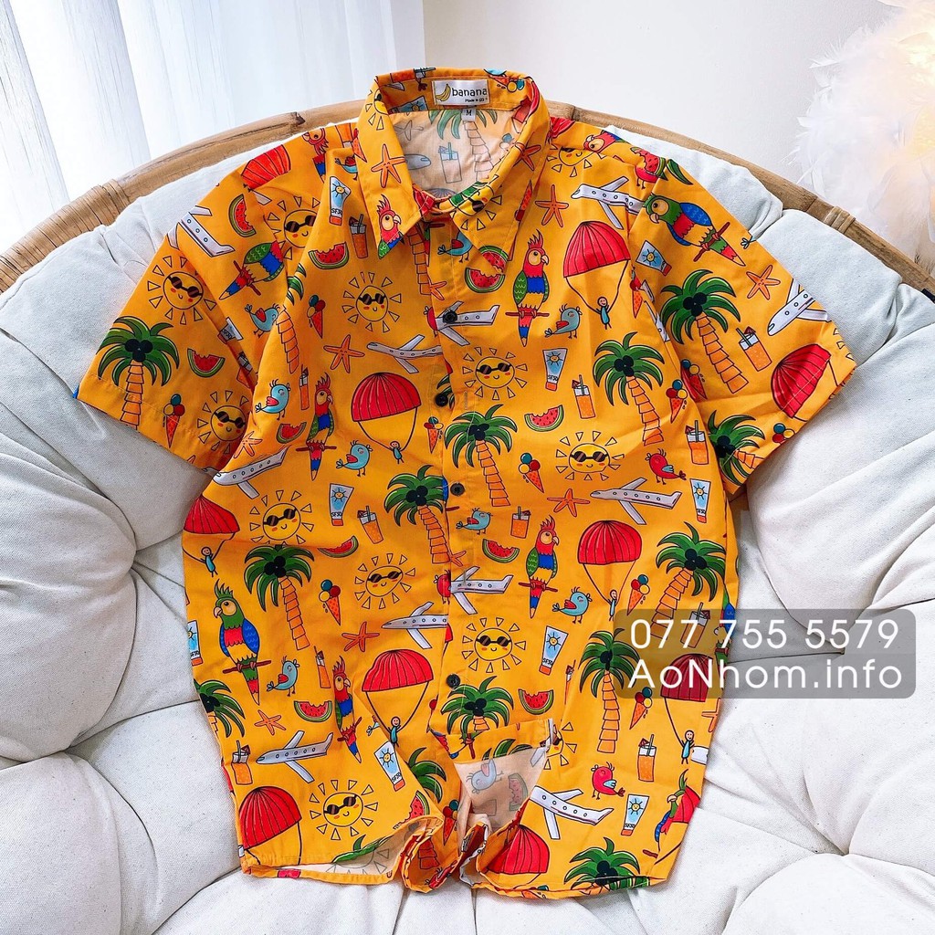 Áo sơ mi hoạt hình - Vẹt, cây dù | BigBuy360 - bigbuy360.vn