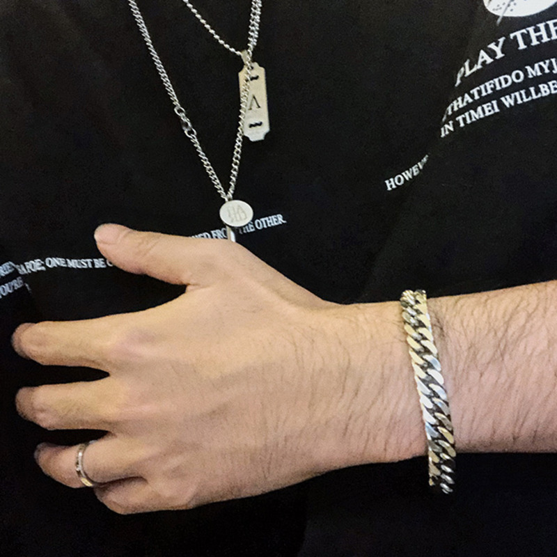 Vòng Đeo Tay Thép Titan 19997 Phong Cách Hip Hop Đơn Giản Cho Cặp Đôi