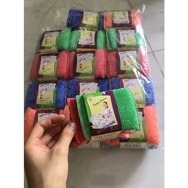 4 miếng rửa bát kim tuyến, mút rửa bát cước kim tuyến