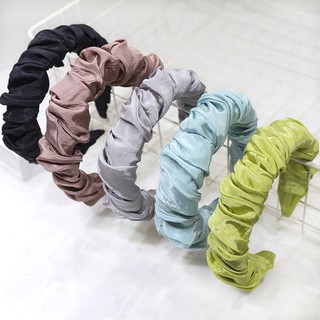 Cài tóc nữ lụa 1 màu nhún - Băng đô tóc trơn màu paste - Maben