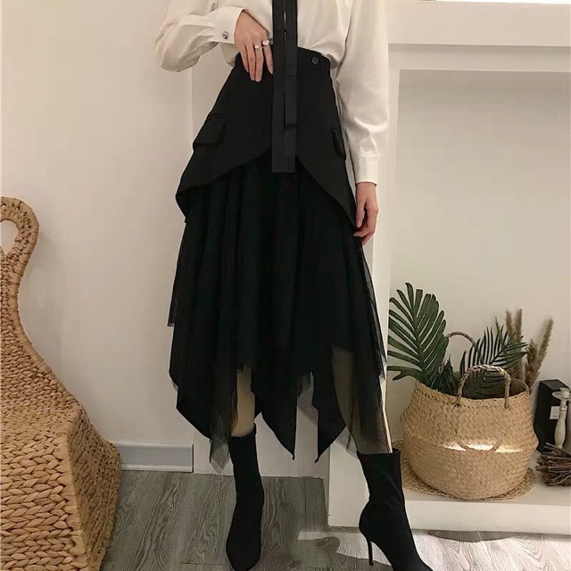 Chân váy 2 tầng pha ren