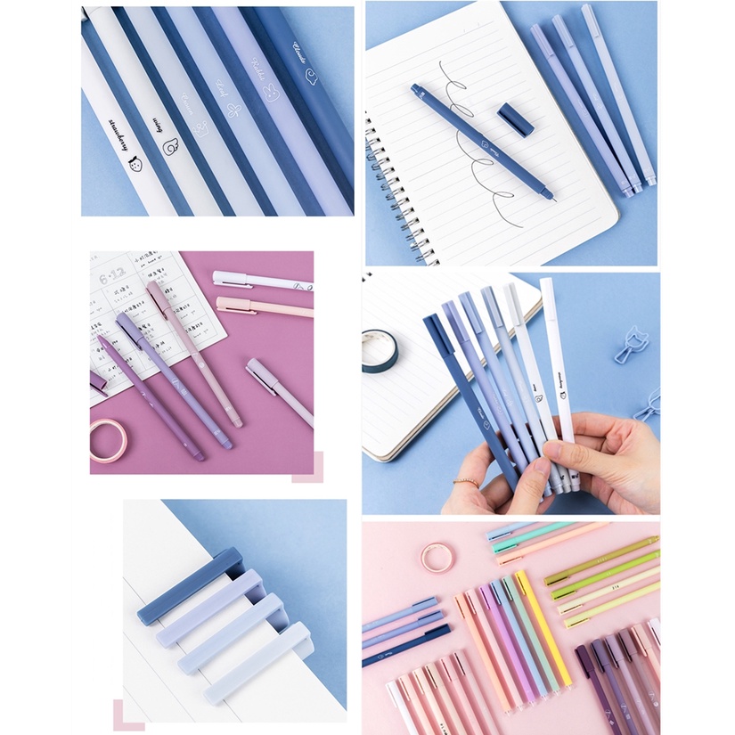 Bộ 6 bút gel nước màu đen 0.5 chuyên dụng