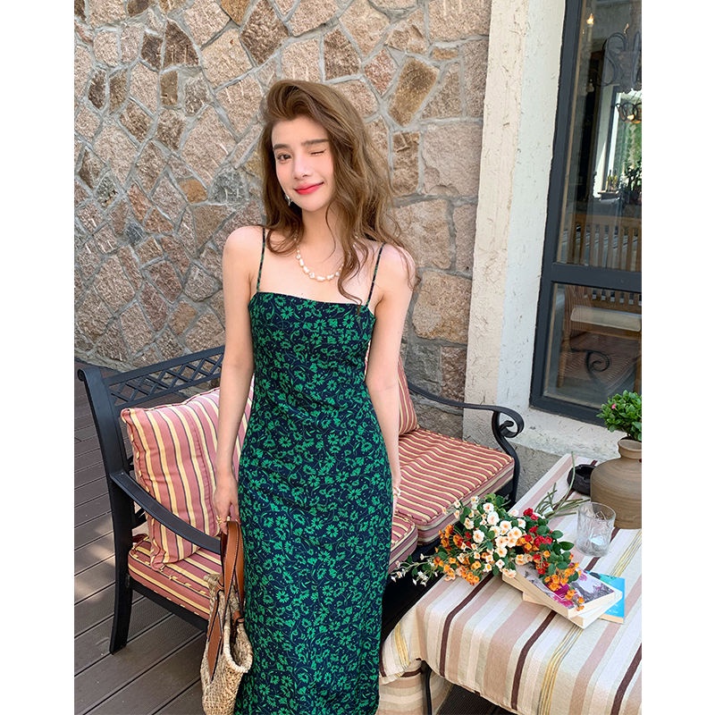 Đầm Hoa Hai Dây Hở Lưng Dáng Ôm Thời Trang Mùa Hè 2022 Cho Nữ