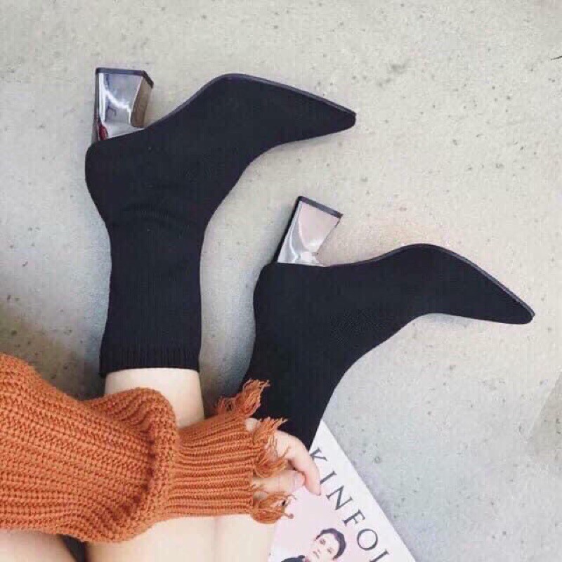 Bán sỉ Boots nữ I Bốt len gót gương 7p mũi nhọn siêu ôm chân