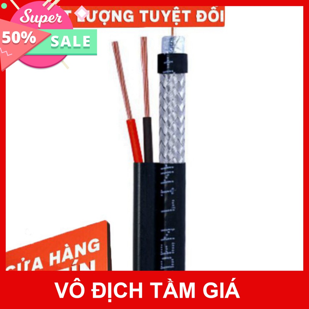 [Giá Sốc] Dây Camera đồng trục liền nguồn 200m RG59 đen bọc đầu [Rẻ ]