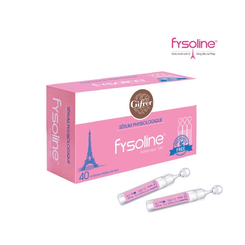 [Chính Hãng] Fysoline Hồng isotonic ống 5ml (hộp 40 ống) - Nước muối sinh lý nhỏ mắt mũi của Pháp