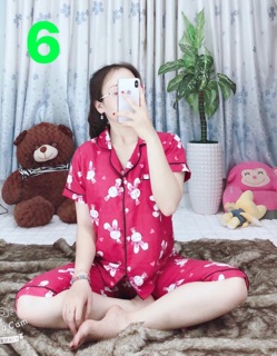 Pizama kate quần lửng full viền