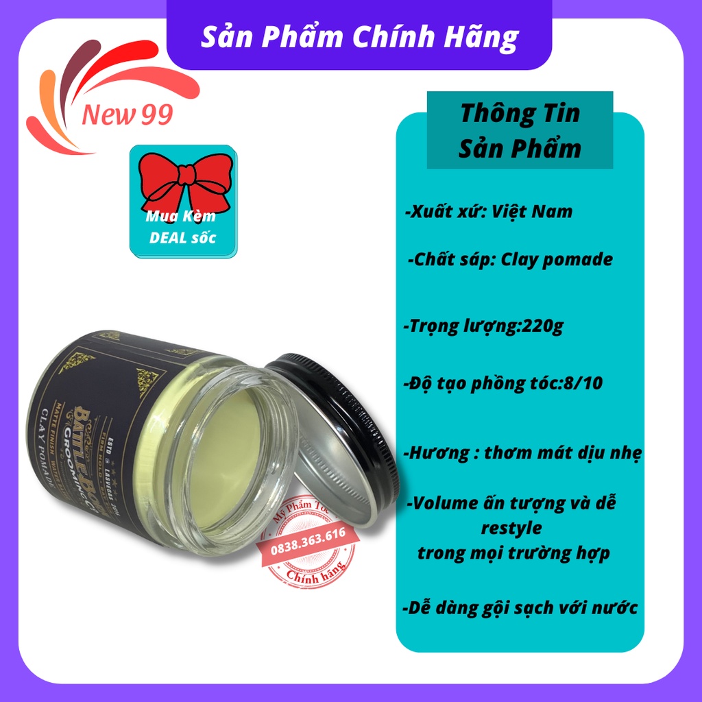 Sáp vuốt tóc nam CLAY WAX tạo kiểu tóc bồng đẹp 100ml hàng chuẩn chất lượng