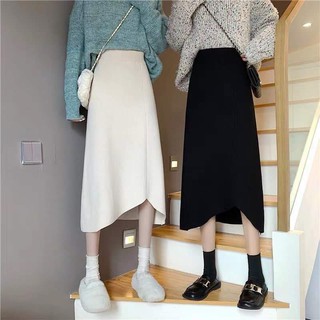 Chân váy midi vạt xẻ cách điệu