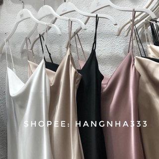 SẴN🔥Váy lụa 2 dây cổ đổ phi lụa cao cấp - Hàng mới về