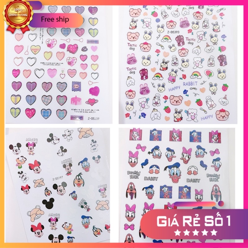 Sticker hoạt hình, tim, mẫu mới