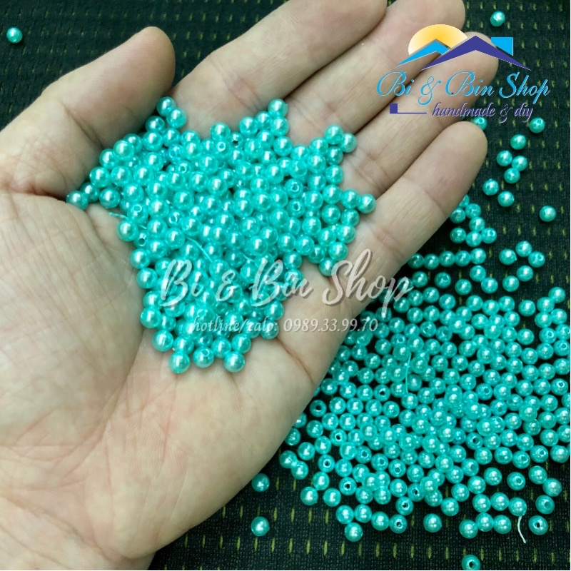 40g Hạt Trai 5mm Tròn Có Lỗ Giữa Đính Kết Trang Phục Thời Trang, Làm Phụ Kiện Handmade