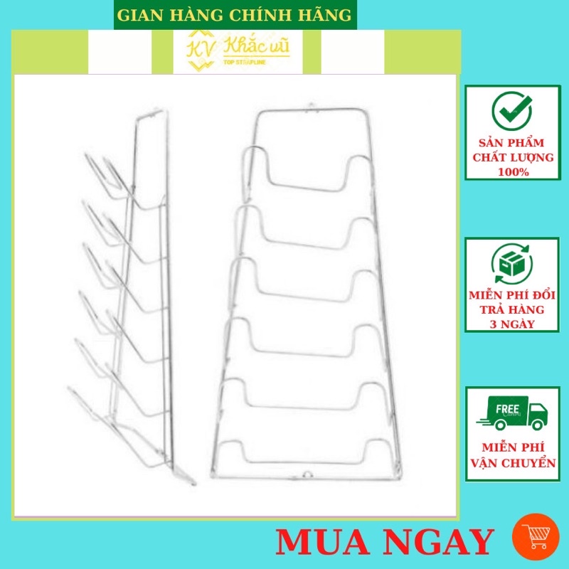 Freeship - Giá treo inox để vung xoong nồi 6 tầng