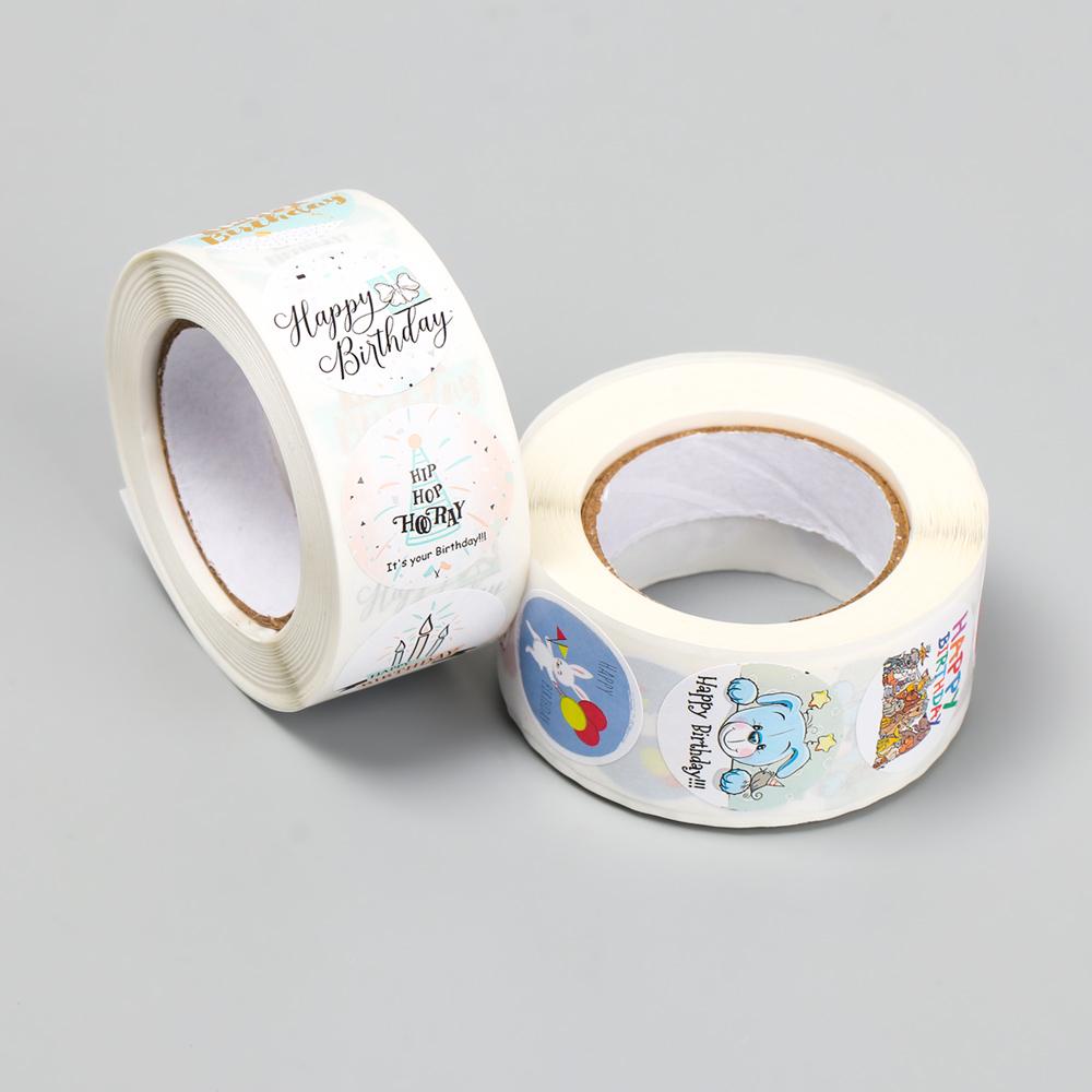 1 Cuộn 500 Nhãn Dán Trang Trí Sổ Tay Sinh Nhật In Chữ Happy Birthday Xinh Xắn