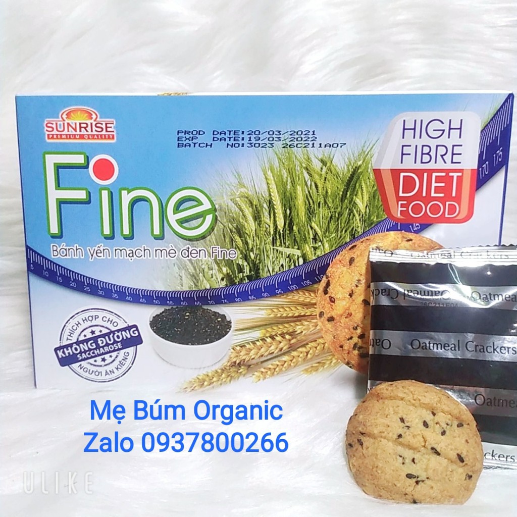 Bánh Yến Mạch Mè Đen Ăn Kiêng FINE ( Hộp 178g) rất tốt cho người tiểu đường, ăn kiêng, giảm cân.