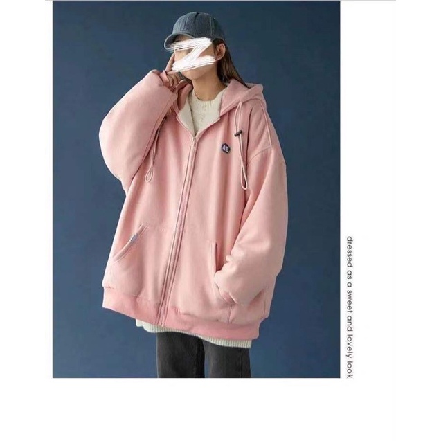 Áo hoodie zip form rộng thụng siêu dày dặn 2 lớp | BigBuy360 - bigbuy360.vn