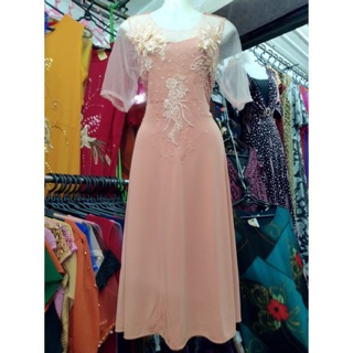 Đầm dạ hội dự tiệc trung niên thêu hoa Lg72